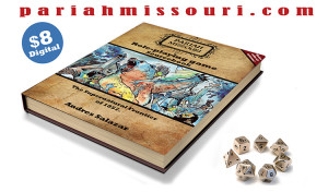 mockup- RPG book with dice- ad