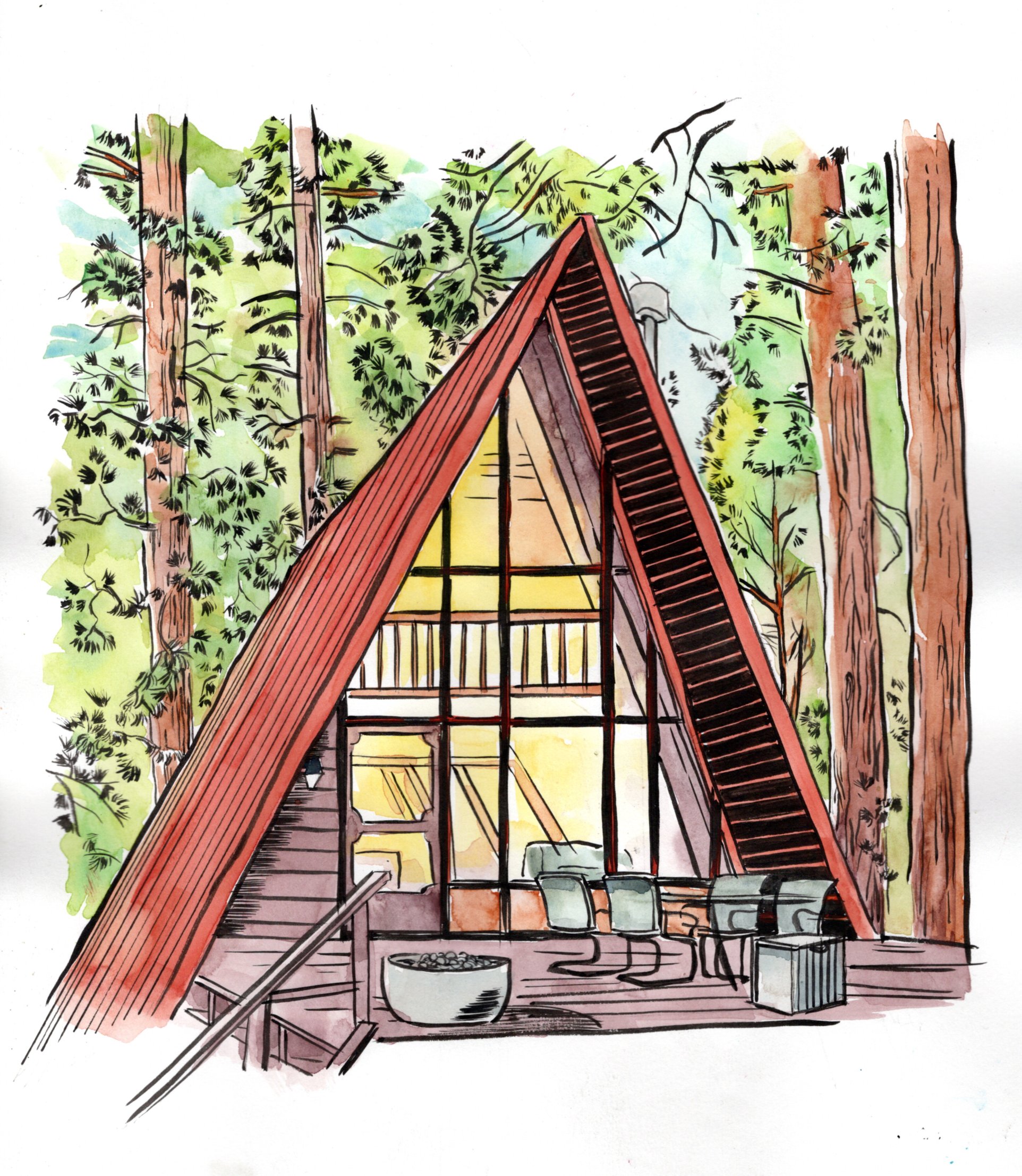 Cabin watercolor  11x14 in